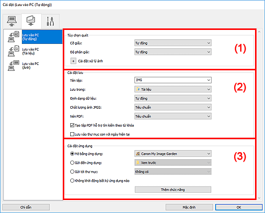hình: Hộp thoại Cài đặt