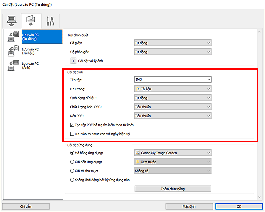 hình: Hộp thoại Cài đặt