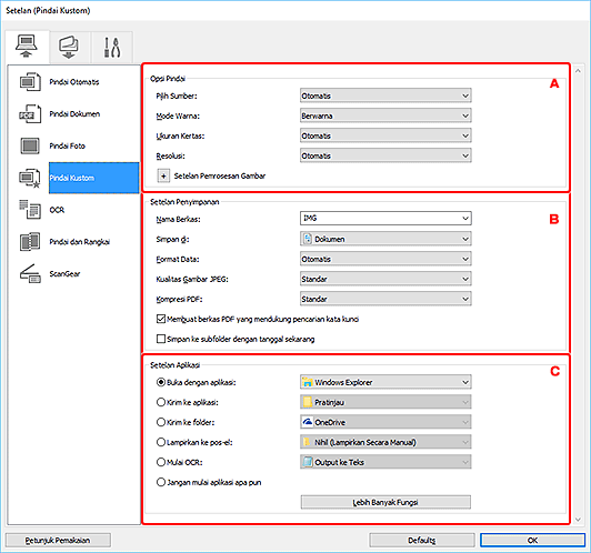 gambar: Kotak dialog Setelan