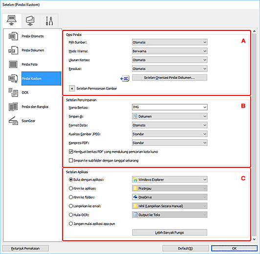 gambar: Kotak dialog Setelan