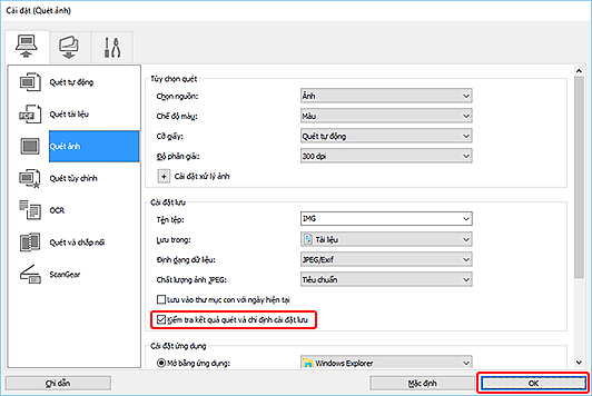 hình: Hộp thoại Cài đặt