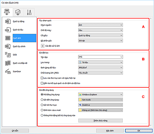 hình: Hộp thoại Cài đặt
