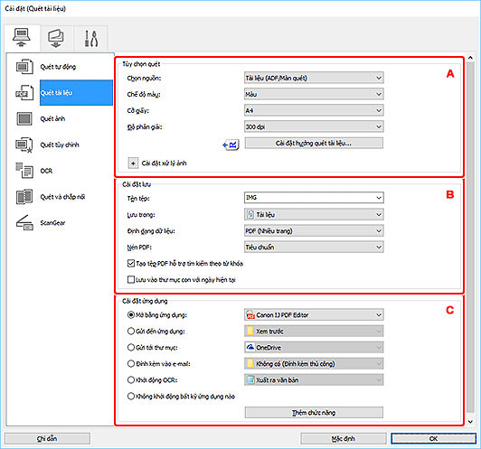 hình: Hộp thoại Cài đặt