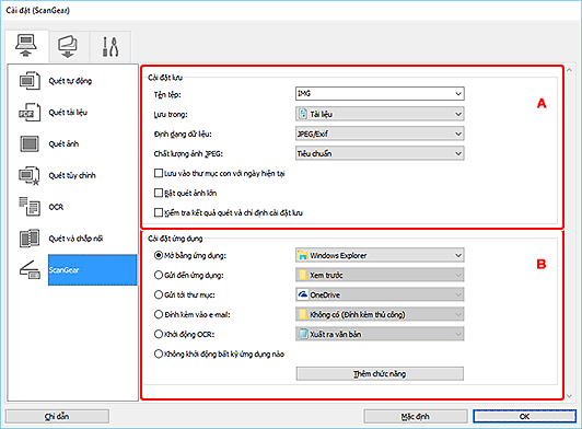 hình: Hộp thoại Cài đặt