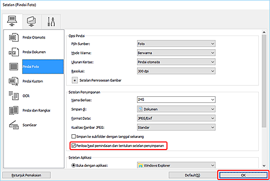 gambar: Kotak dialog Setelan
