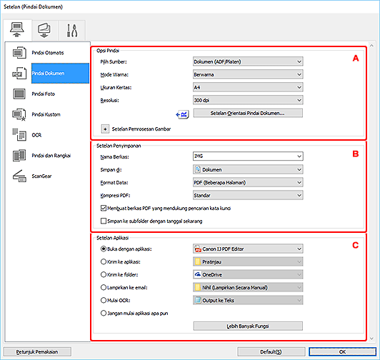 gambar: Kotak dialog Setelan