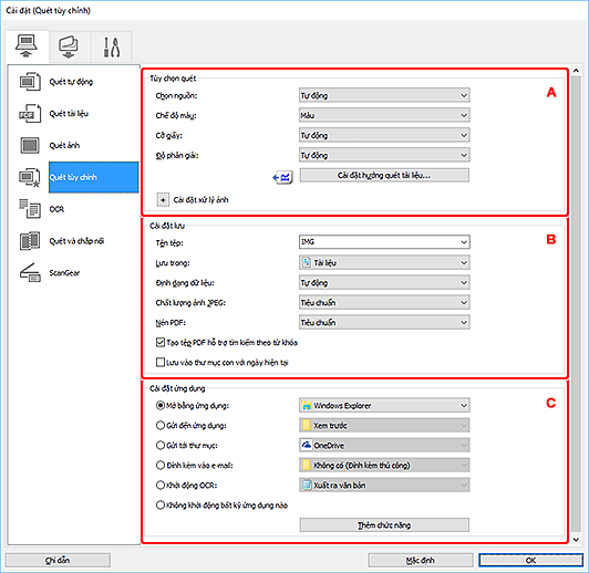 hình: Hộp thoại Cài đặt