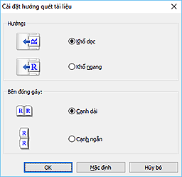 hình: Hộp thoại Cài đặt hướng quét tài liệu