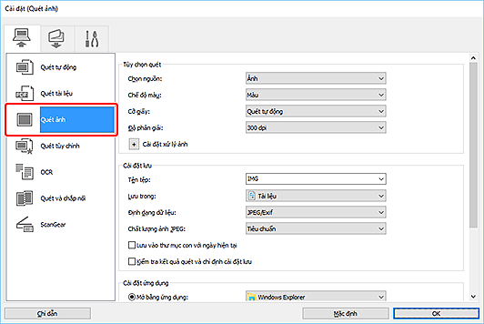 hình: Hộp thoại Cài đặt