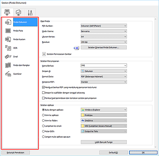 gambar: Kotak dialog Setelan