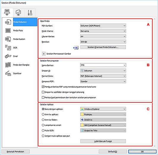 gambar: Kotak dialog Setelan