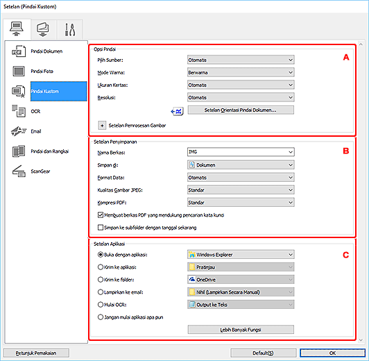 gambar: Kotak dialog Setelan