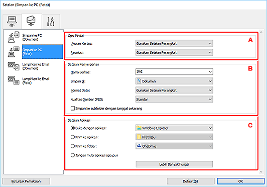 gambar: Kotak dialog Setelan