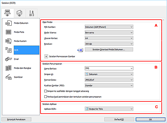 gambar: Kotak dialog Setelan