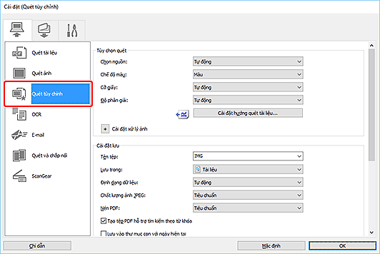 hình: Hộp thoại Cài đặt