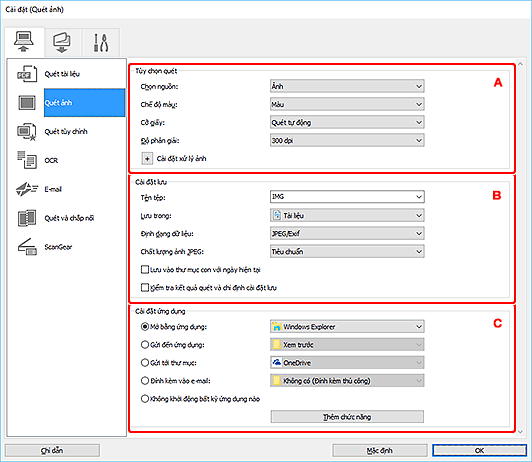 hình: Hộp thoại Cài đặt