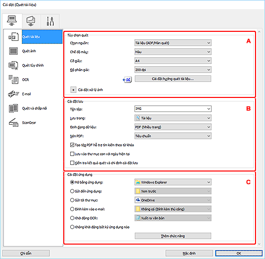 hình: Hộp thoại Cài đặt