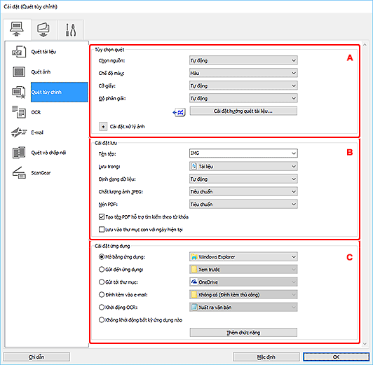hình: Hộp thoại Cài đặt