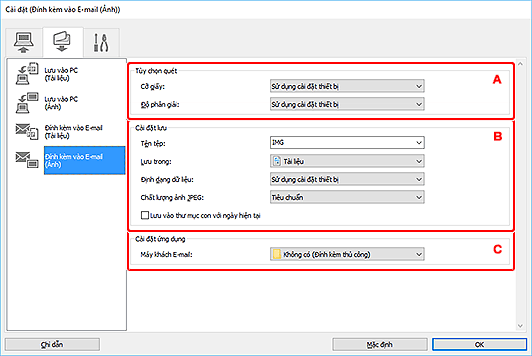 hình: Hộp thoại Cài đặt