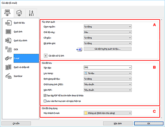 hình: Hộp thoại Cài đặt