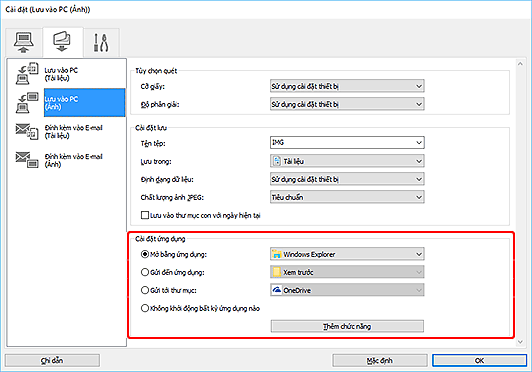 hình: Hộp thoại Cài đặt