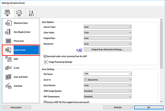 Imagen: cuadro de diálogo Configuración