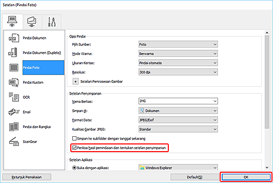 gambar: Kotak dialog Setelan