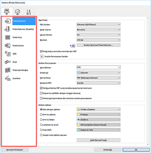 gambar: Kotak dialog Setelan