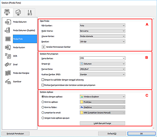 gambar: Kotak dialog Setelan