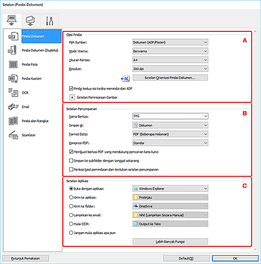 gambar: Kotak dialog Setelan