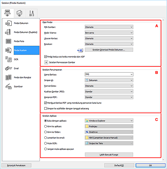 gambar: Kotak dialog Setelan