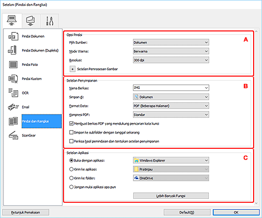 gambar: Kotak dialog Setelan