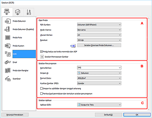gambar: Kotak dialog Setelan