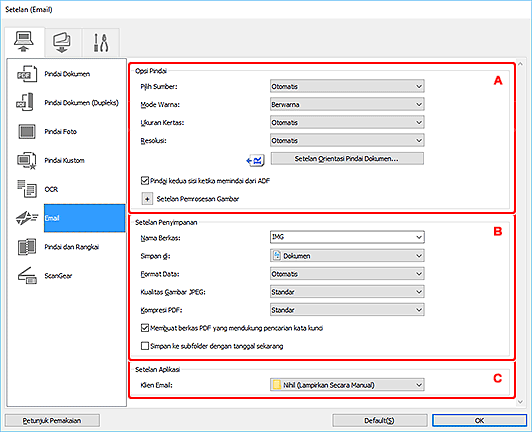 gambar: Kotak dialog Setelan