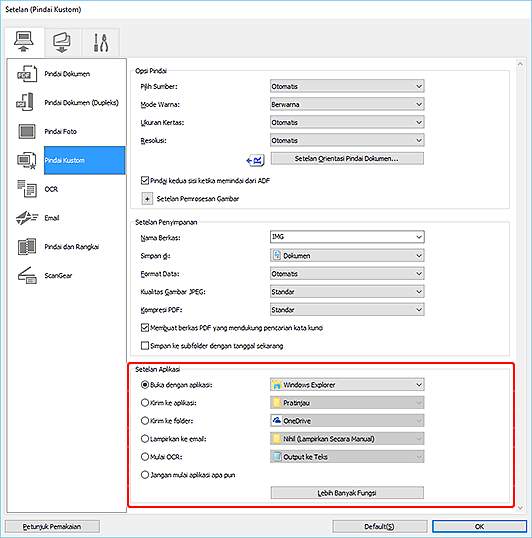 gambar: Kotak dialog Setelan