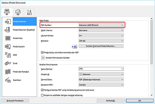 gambar: Kotak dialog Setelan
