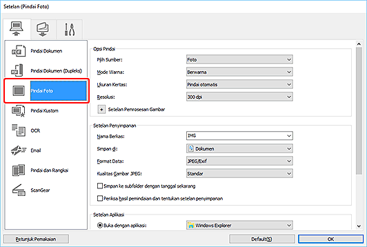 gambar: Kotak dialog Setelan