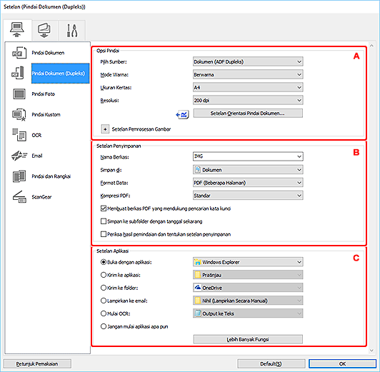 gambar: Kotak dialog Setelan