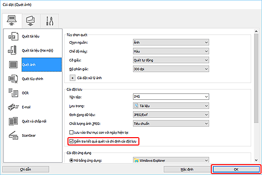 hình: Hộp thoại Cài đặt