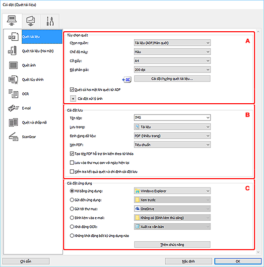 hình: Hộp thoại Cài đặt