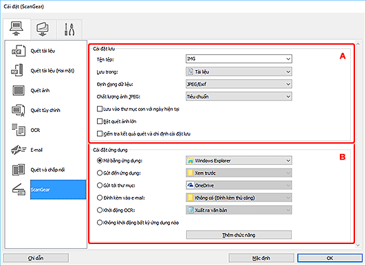 hình: Hộp thoại Cài đặt