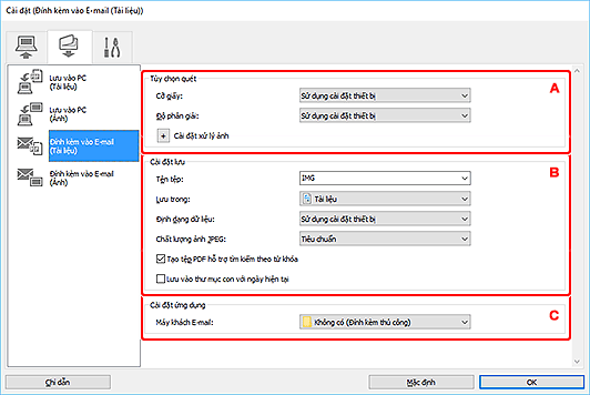 hình: Hộp thoại Cài đặt