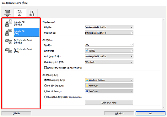 hình: Hộp thoại Cài đặt