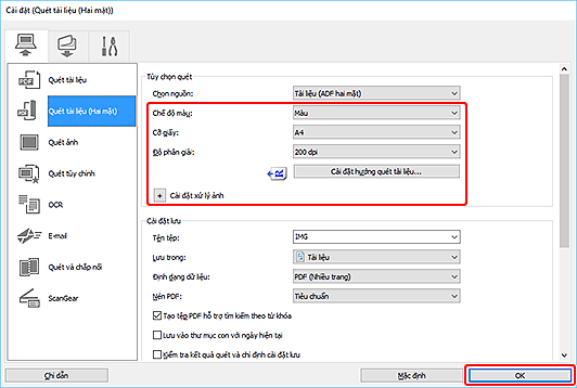 hình: Hộp thoại Cài đặt