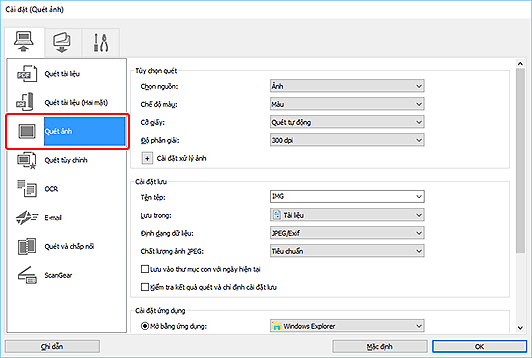 hình: Hộp thoại Cài đặt