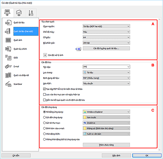 hình: Hộp thoại Cài đặt