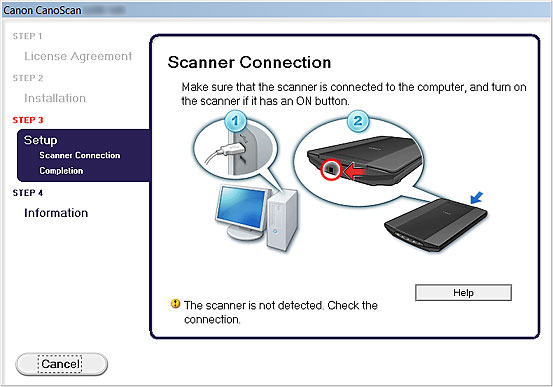 obrázek: obrazovka Připojení skeneru