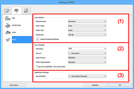 figure: Settings dialog box