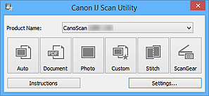 Canon : CanoScan Manuals : CanoScan LiDE 220 : IJ Utility Screen