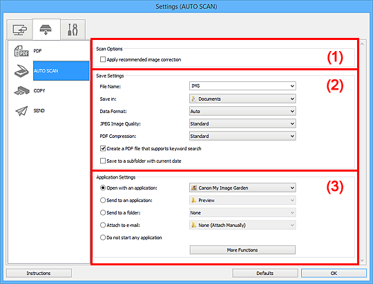 figure: Settings dialog box